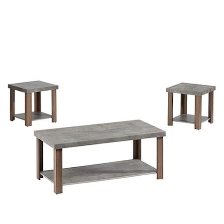 Progressive Furniture Progressive Furniture T246-95 Living Room Cocktail Table & 2 End Tables; Gray & Oak - Pack of 3 T246-95